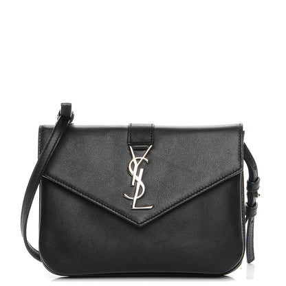 Saint Laurent Calfskin Monogram Tri Pocket Crossbody Bag Black 1 of 8