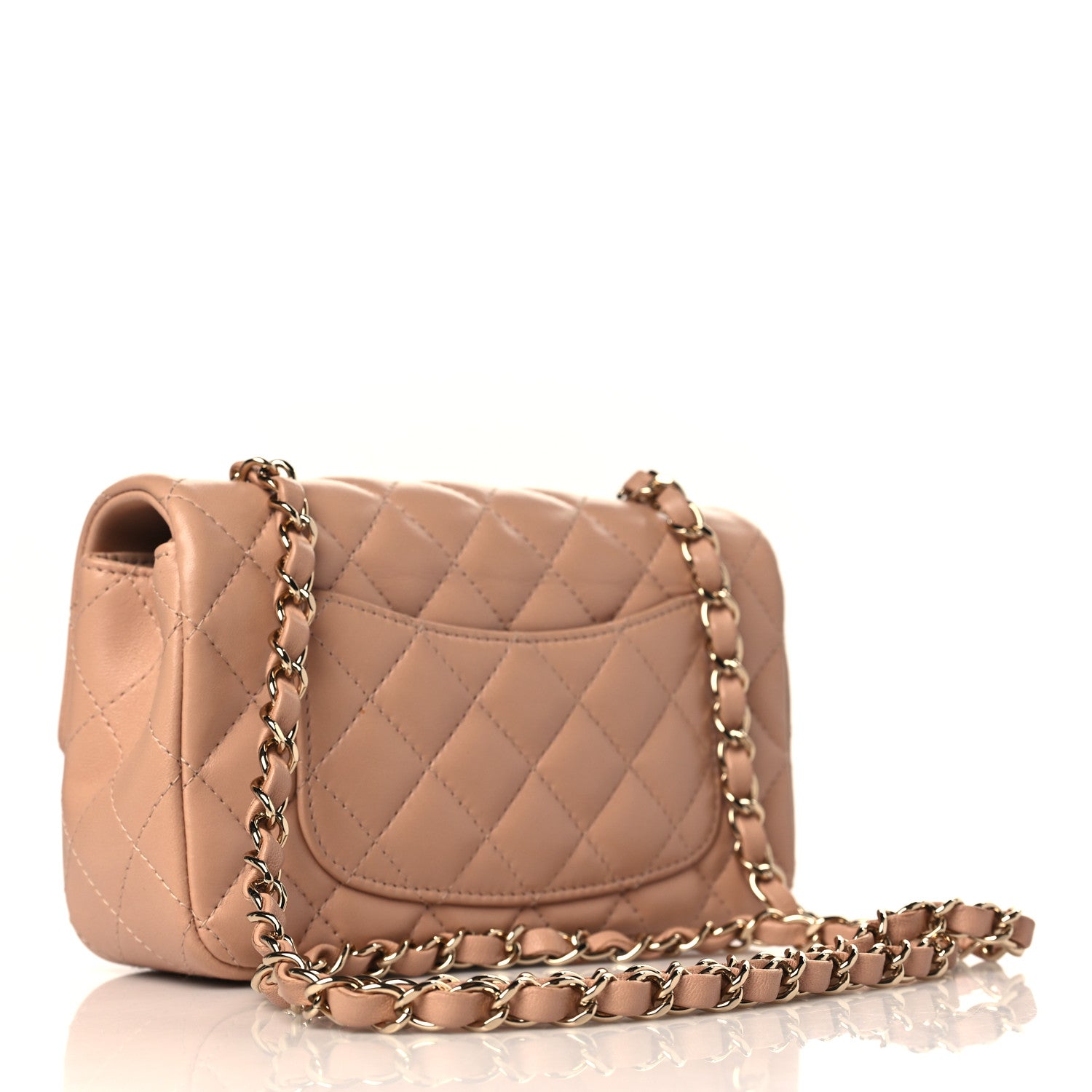 Chanel Lambskin Quilted Mini Rectangular Flap Beige 3 of 9