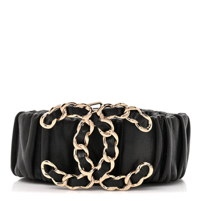 Chanel Lambskin Ruched Chain CC Belt 85 34 Black 1 of 4