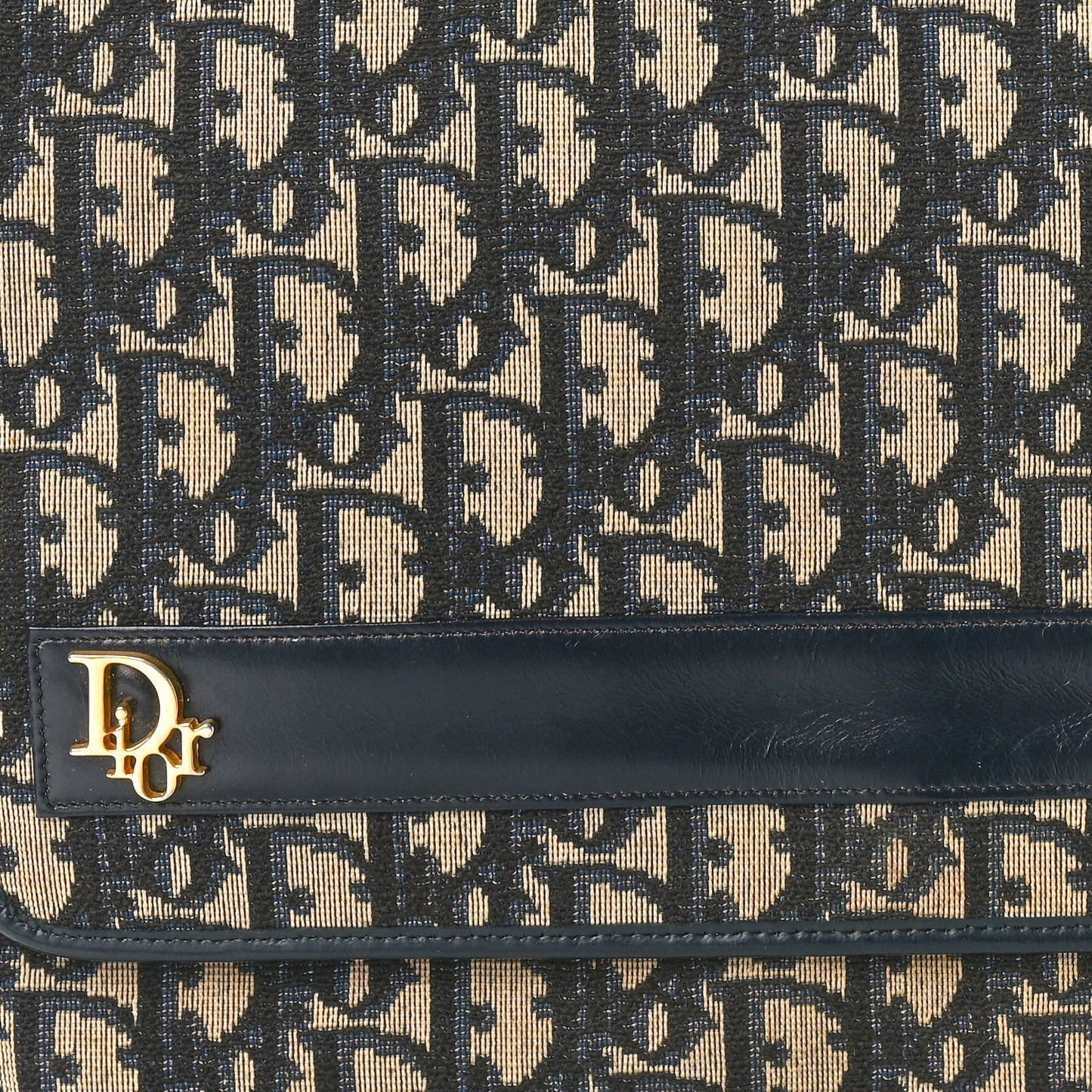 Monogram Flap Clutch Navy Blue