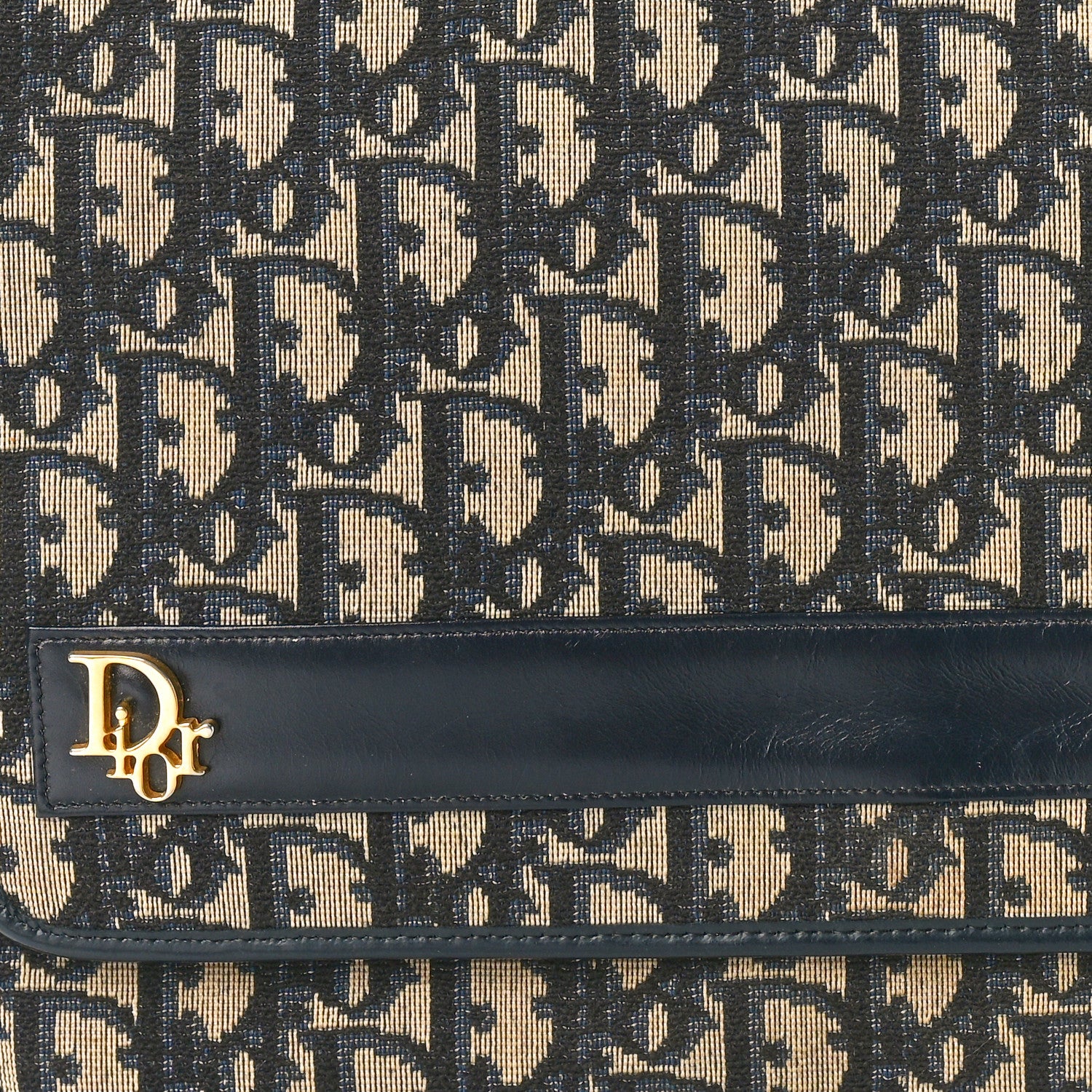 Christian Dior Monogram Flap Clutch Navy Blue 7 of 9