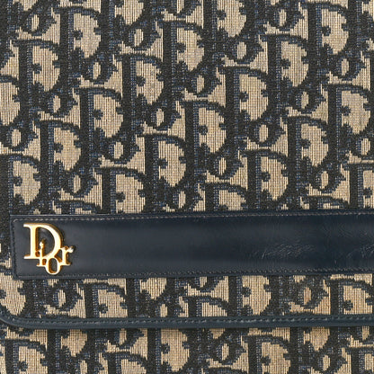 Christian Dior Monogram Flap Clutch Navy Blue 7 of 9