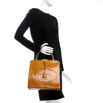 Prada Spazzolato Logo Print Framed Bag Ambra 2 of 8