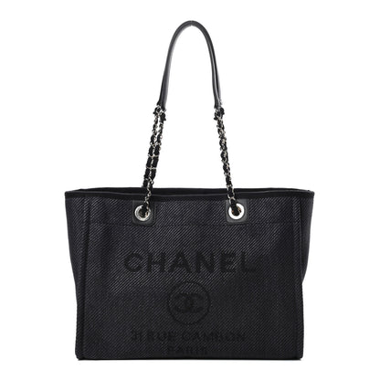 Chanel Mixed Fibers Calfskin Small Deauville Tote Black 1 of 12
