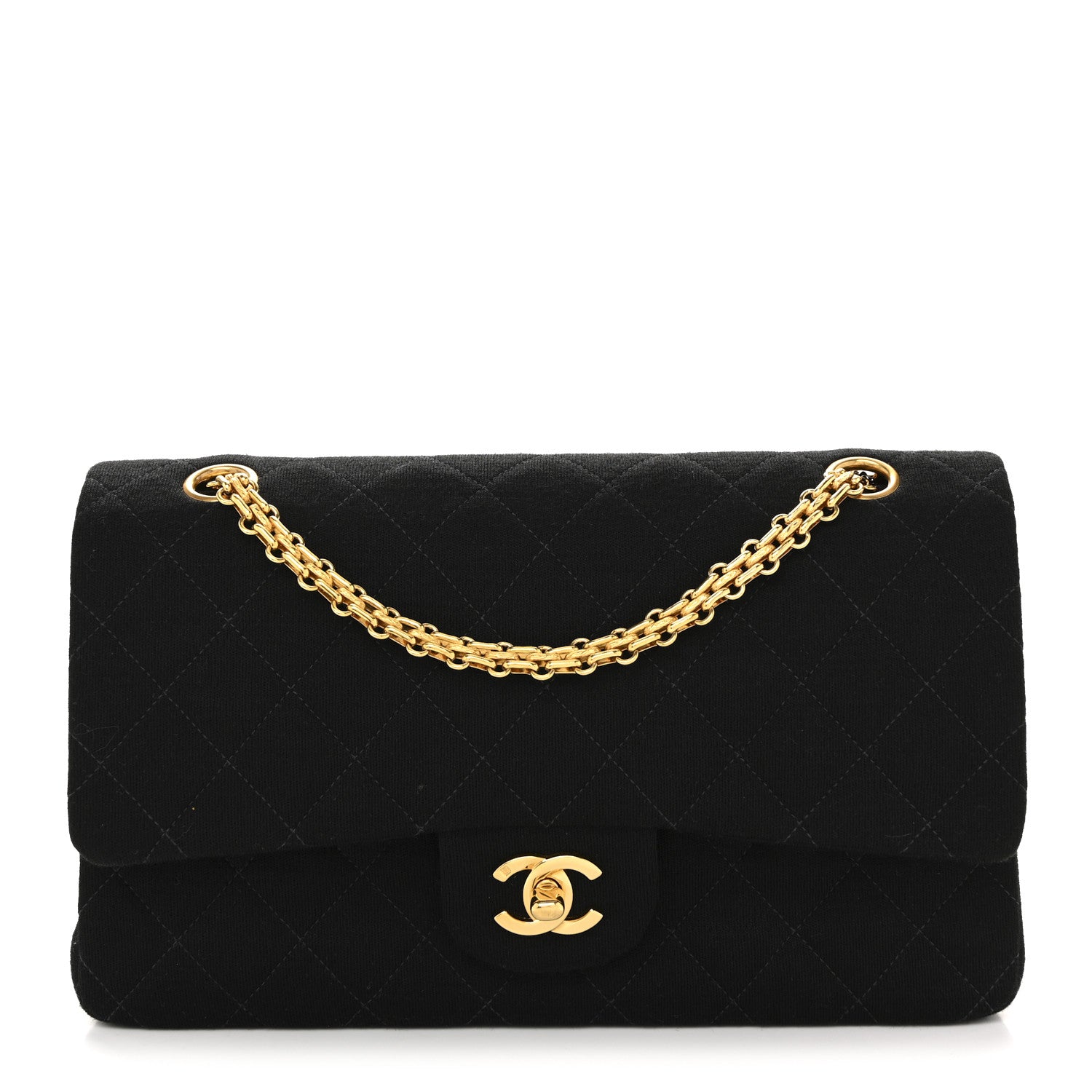 Chanel Jersey Quilted Medium Double Flap Black 1 of 13