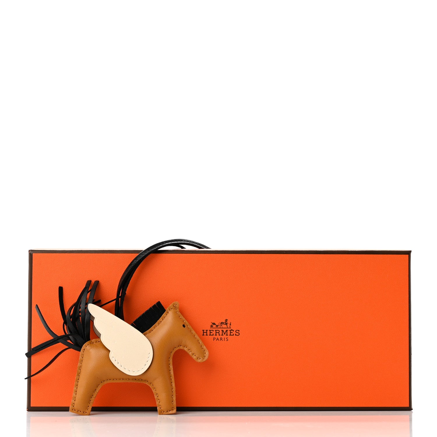 Hermes Milo Lambskin Grigri Rodeo Pegase Horse Bag Charm PM Sesame Black Nata 5 of 5