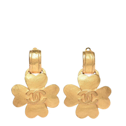 Chanel CC Clover Clip On Earrings Gold 1 of 4
