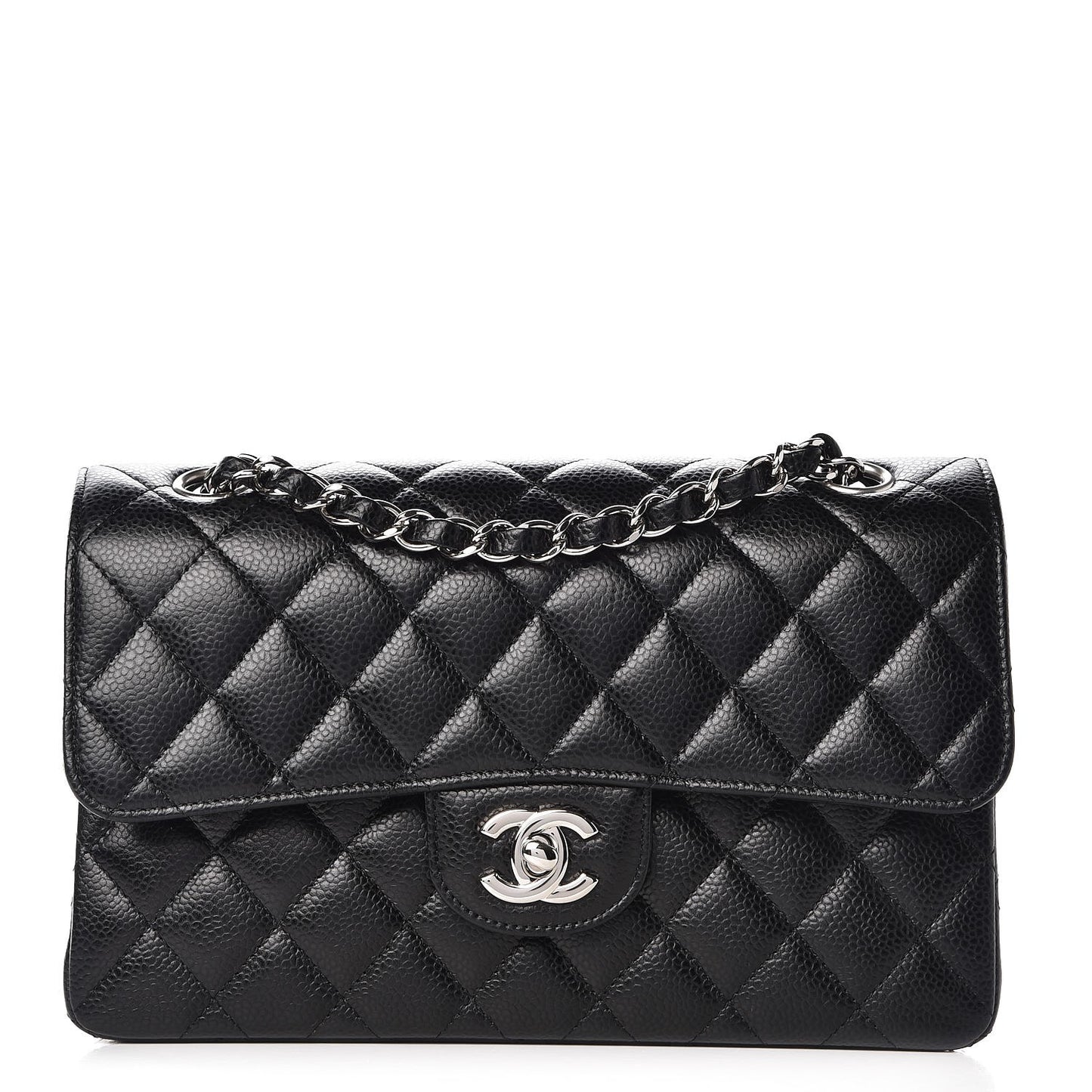 Caviar Quilted Small Double Flap Black