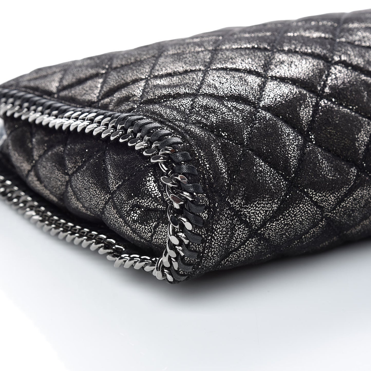 Metallic Quilted Small Falabella Tote Black