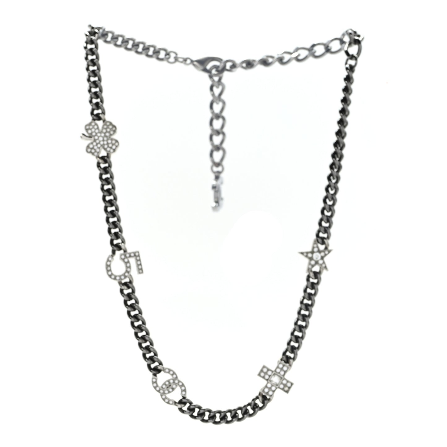 Crystal CC Lucky Symbols Choker Necklace Silver