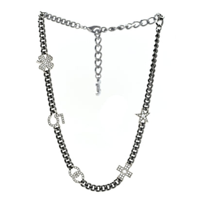 Chanel Crystal CC Lucky Symbols Choker Necklace Silver 3 of 5