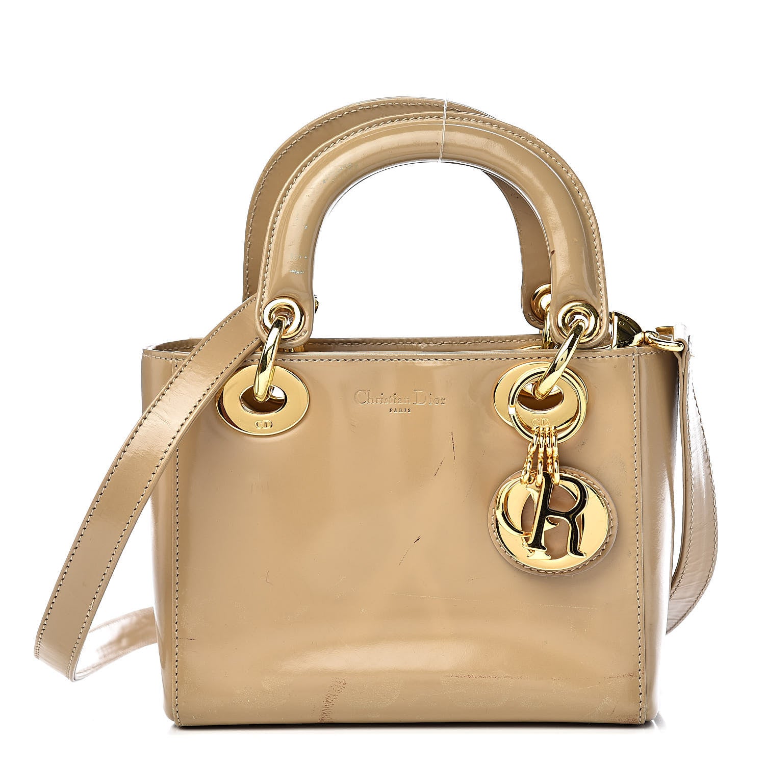 Christian Dior Patent Mini Lady Dior Beige 1 of 19