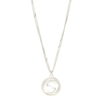 Gucci Sterling Silver Large Interlocking GG Medallion Pendant Necklace 1 of 5