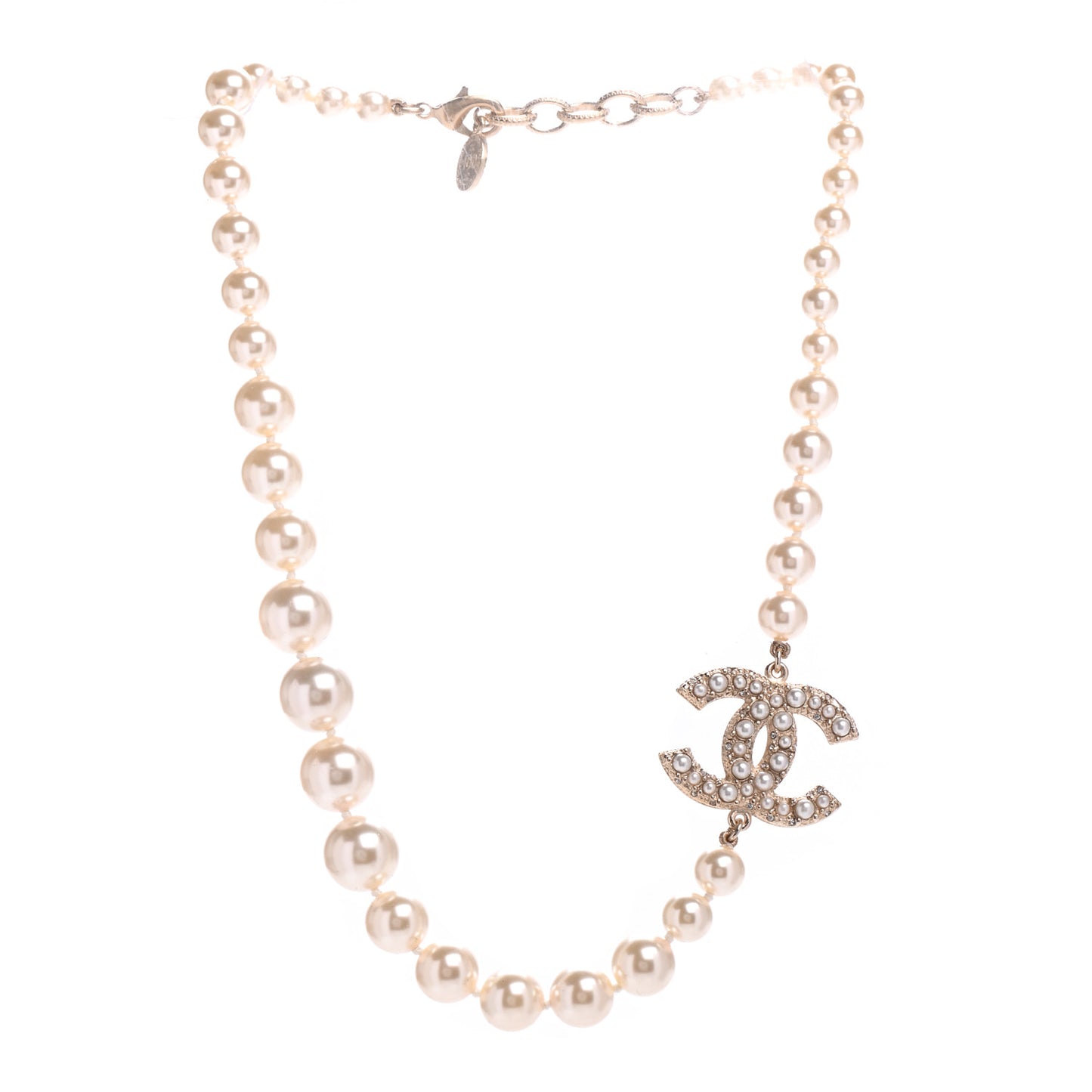 Pearl CC 100th Anniversary Necklace Light Gold