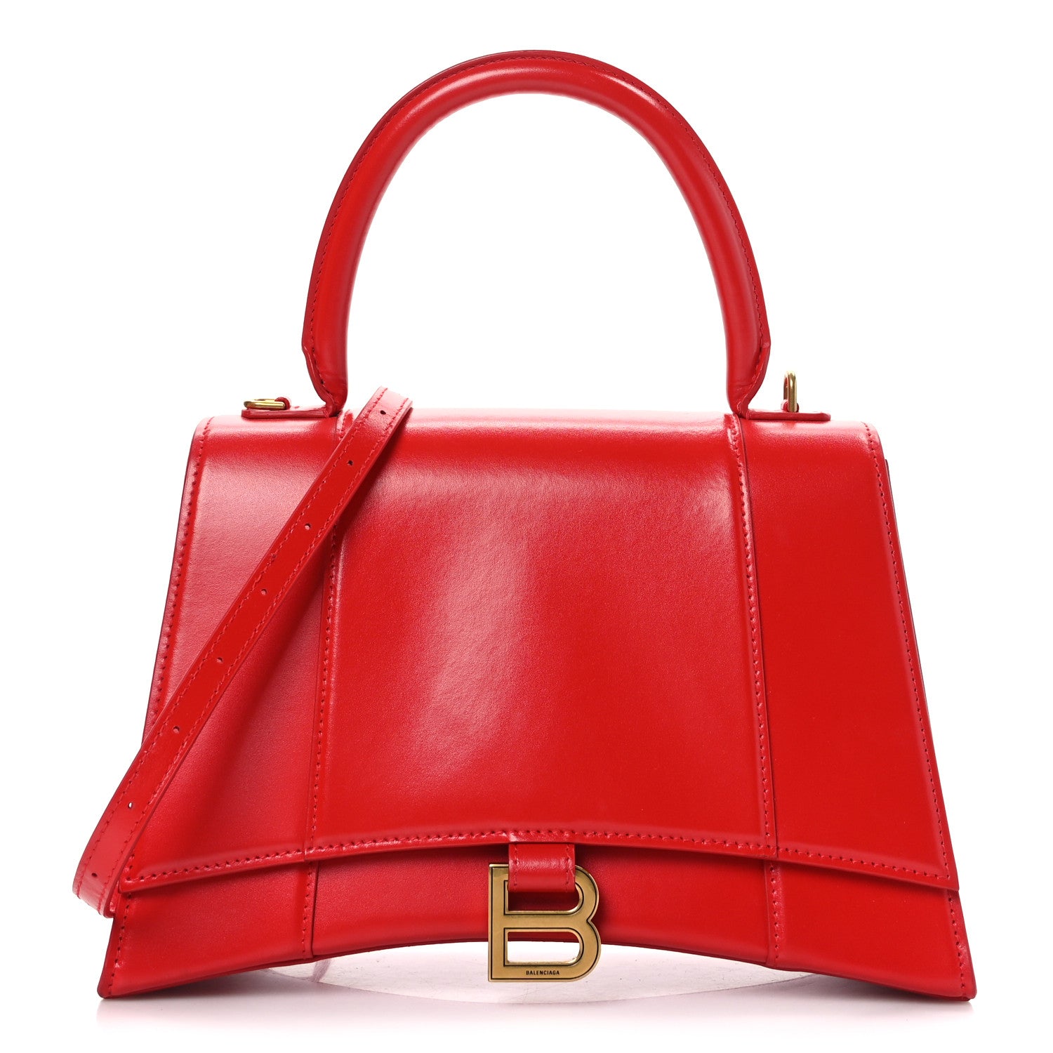 Balenciaga Shiny Box Calfskin Medium Hourglass Top Handle Bag Bright Red 1 of 9