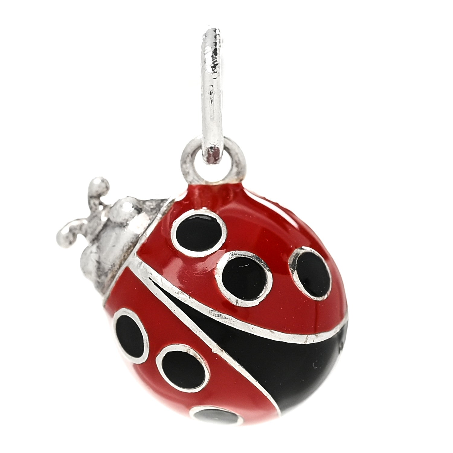 Tiffany Sterling Silver Enamel Ladybug Charm Red Black 1 of 3