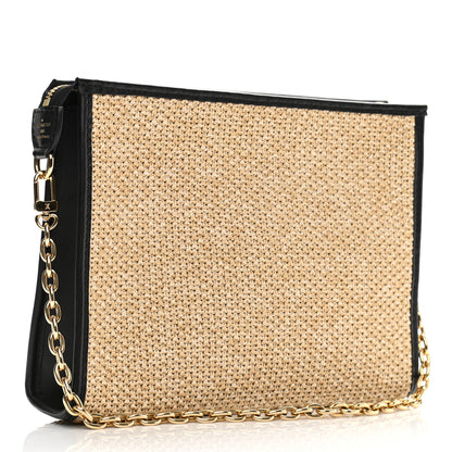 Louis Vuitton Raffia Calfskin Monogram Giant Pouch 3 of 9