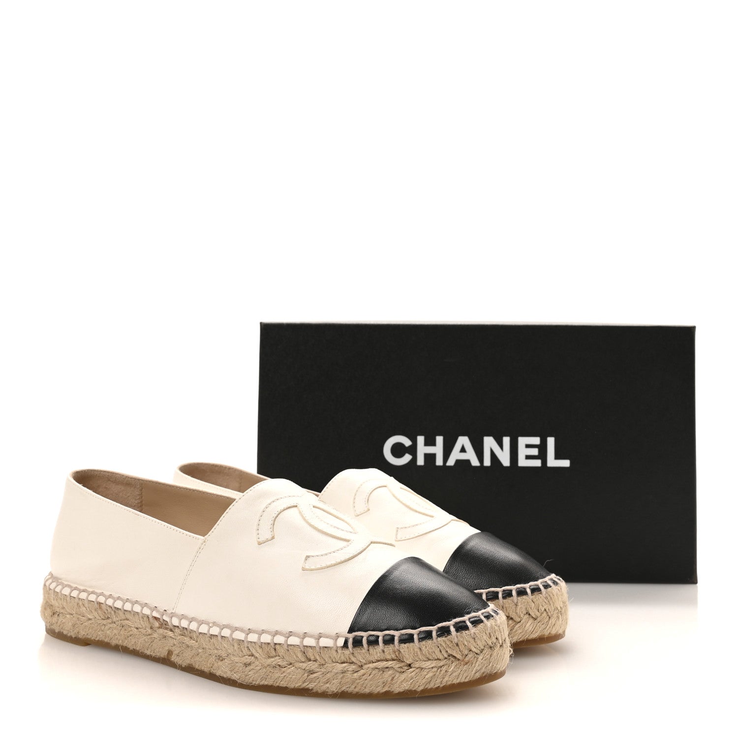 Chanel Lambskin CC Espadrilles 38 White Black 9 of 9