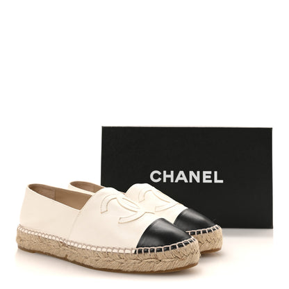 Chanel Lambskin CC Espadrilles 38 White Black 9 of 9