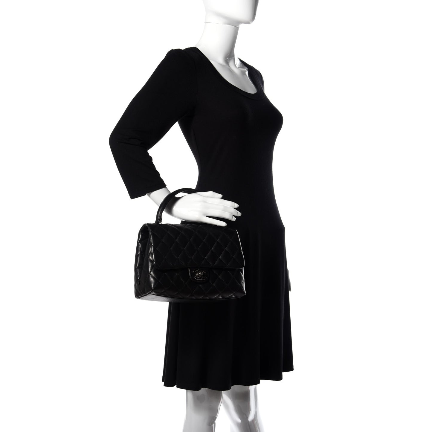 Lambskin Quilted Medium Kelly Flap Black