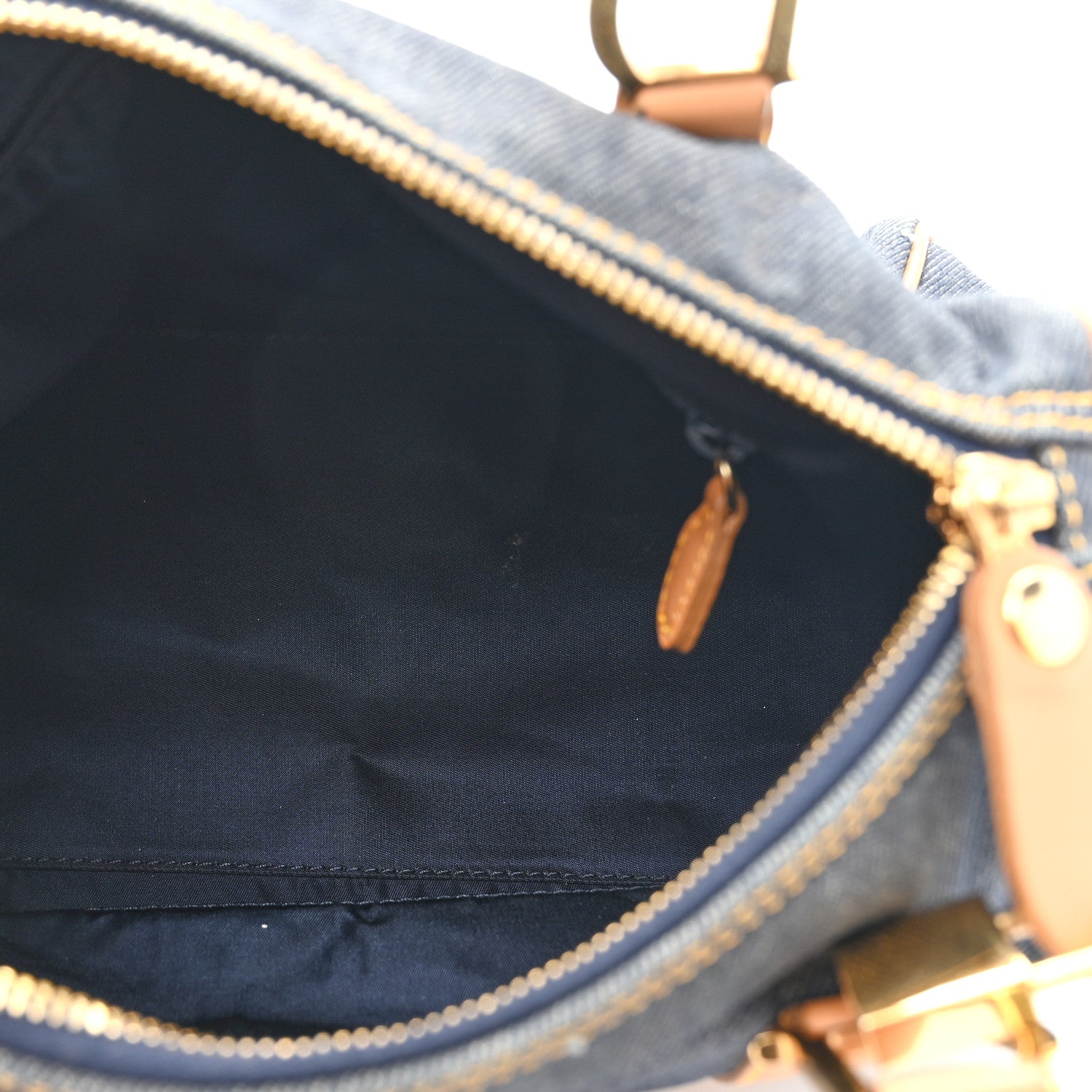 Christian Dior Denim Calfskin Boston Bag Blue 5 of 13