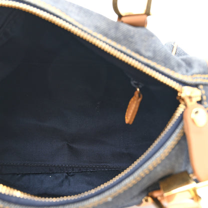 Christian Dior Denim Calfskin Boston Bag Blue 5 of 13