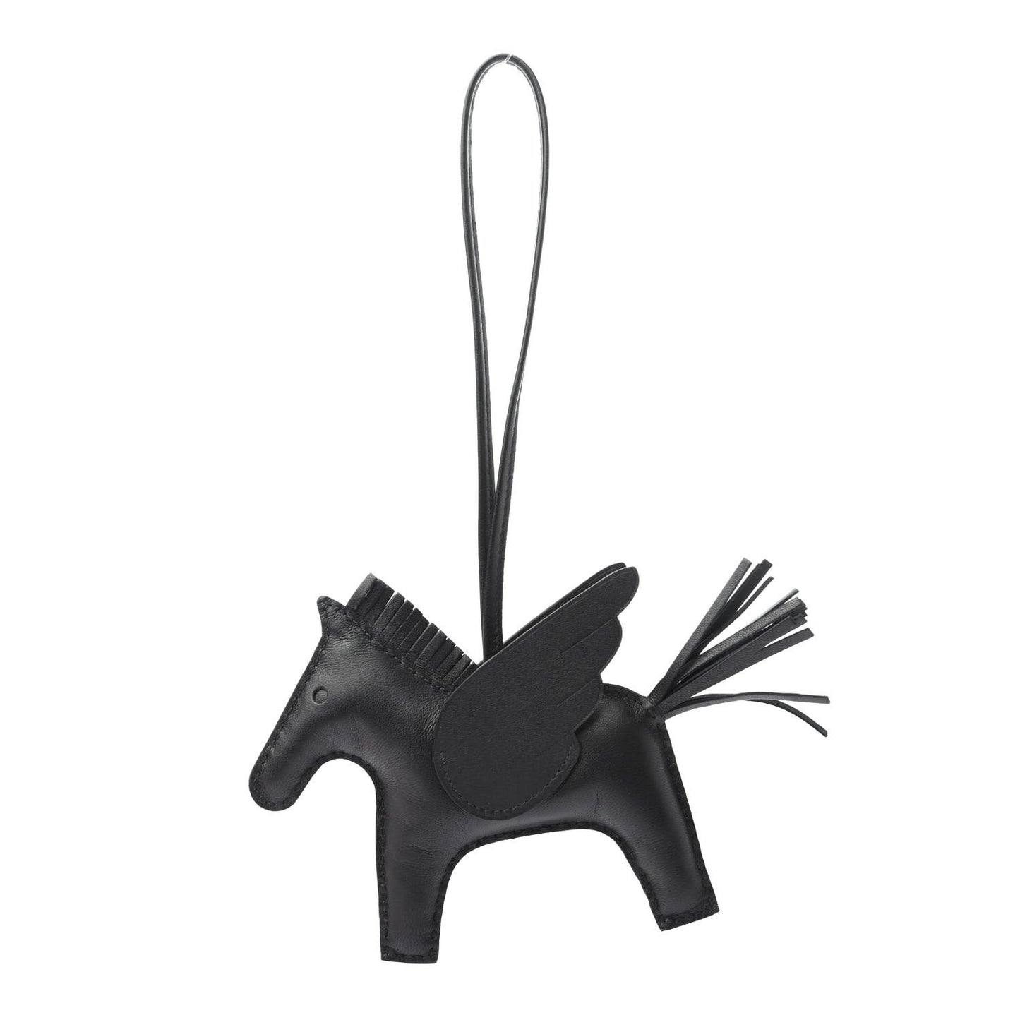 Milo Lambskin Grigri Rodeo Pegase Horse Bag Charm MM So Black