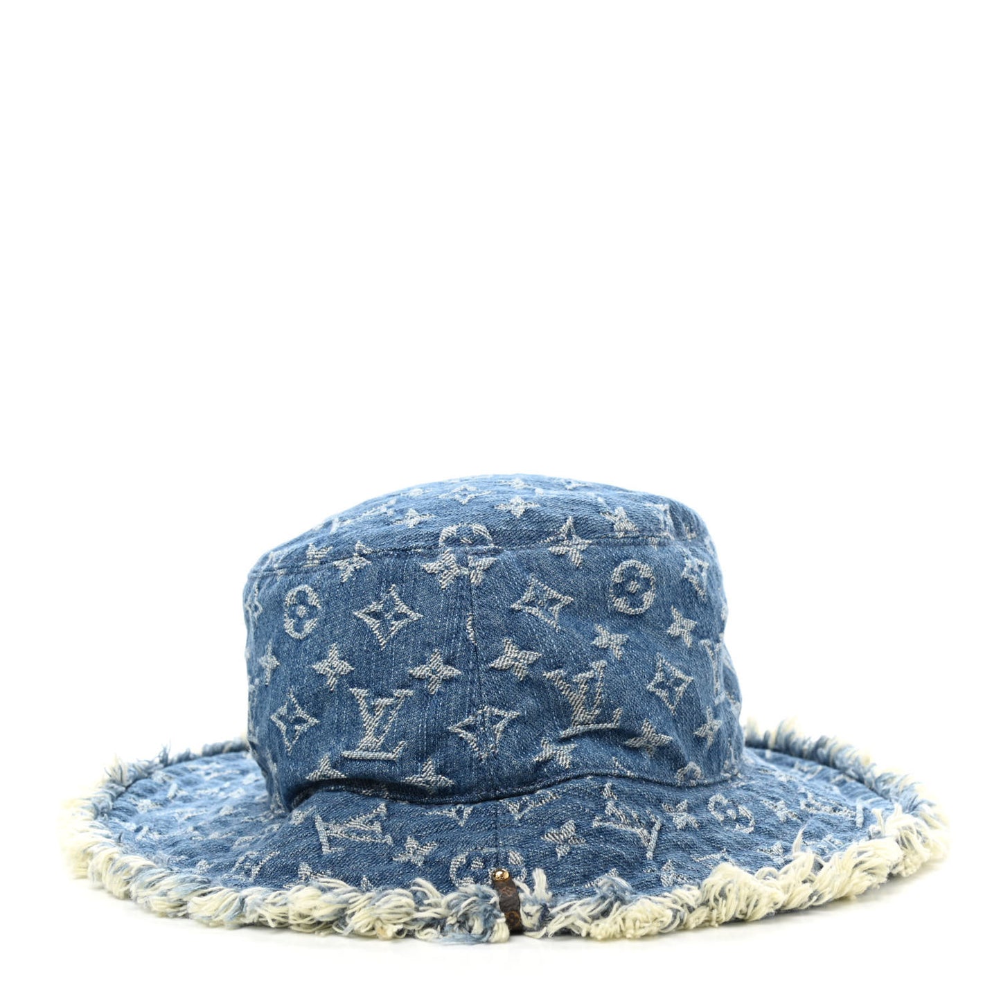 Monogram Denim Fringe Bob Bucket Hat M Blue