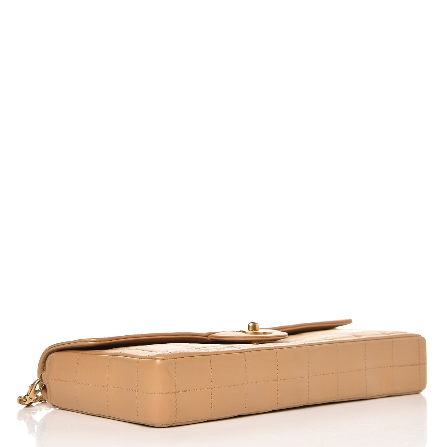Lambskin East West Chocolate Bar Flap Beige