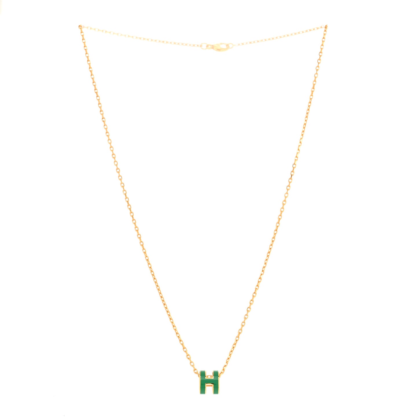 Lacquered Gold Mini Pop H Pendant Necklace Malachite