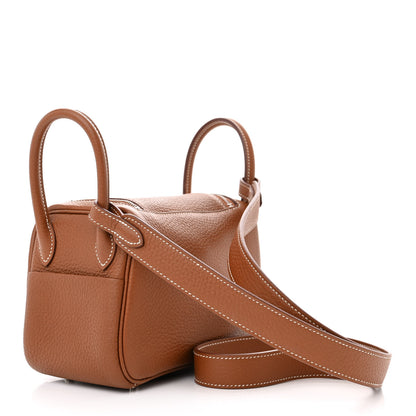 Hermes Taurillon Clemence Mini Lindy 20 Gold 3 of 10