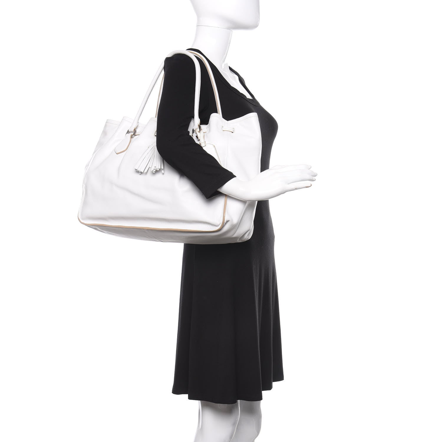 Prada Nappa Soft Drawstring Tote White 2 of 14