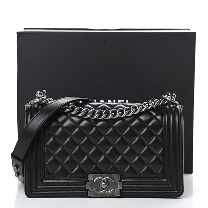 Chanel Lambskin Quilted Medium Boy Flap Black 17 of 17