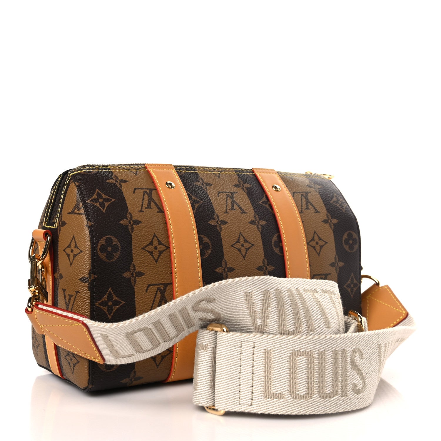 Louis Vuitton X NIGO Reverse Monogram Stripes City Keepall Bandouliere Brown 3 of 9