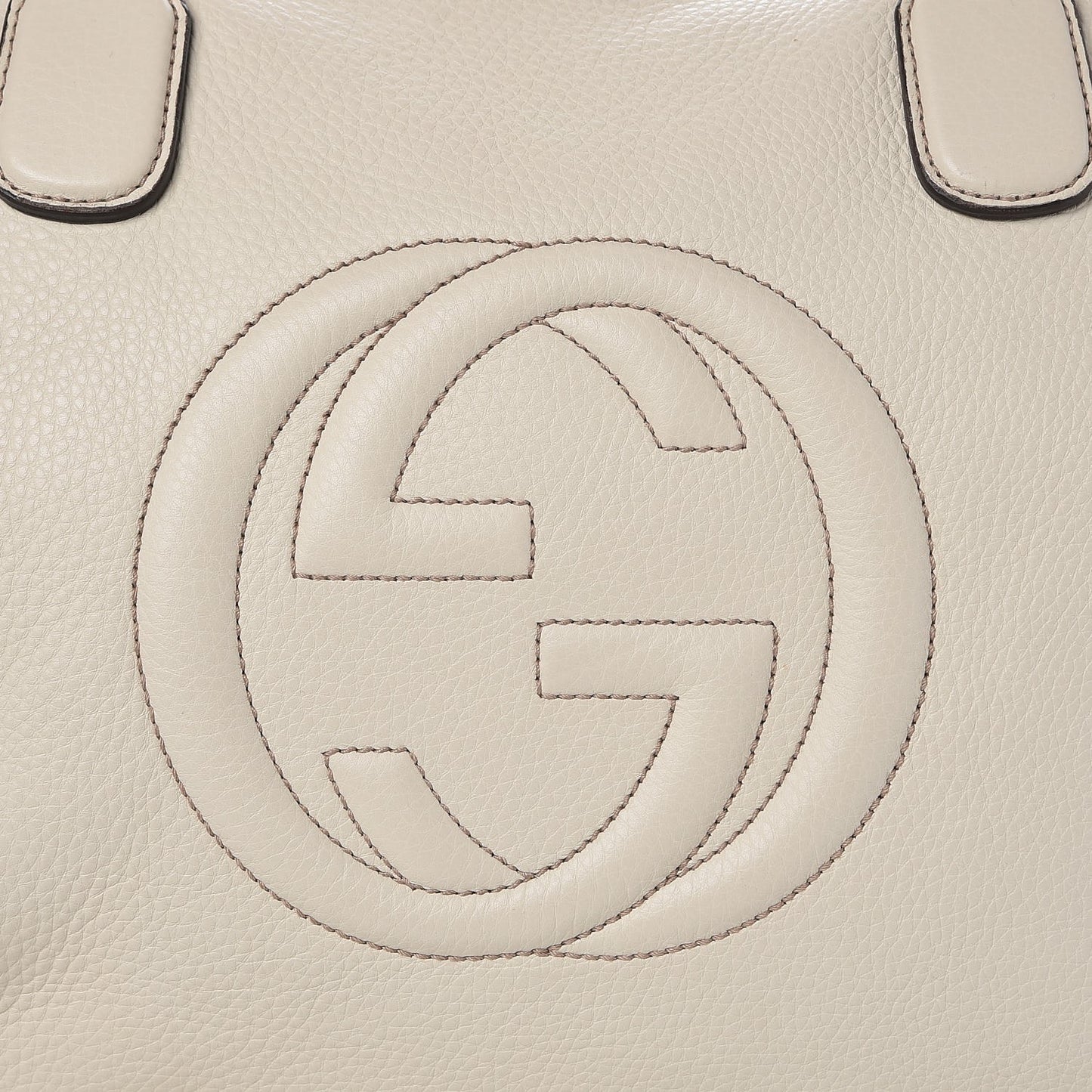 Pebbled Calfskin Large Soho Top Handle Bag Off White