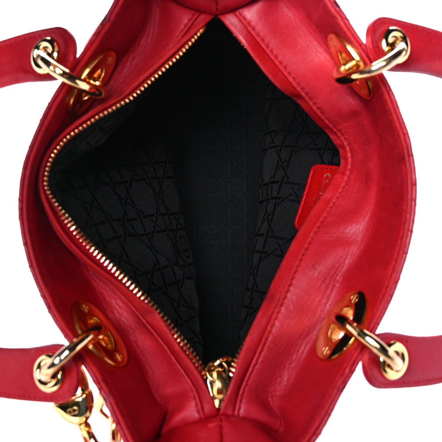 Christian Dior Lambskin Cannage Medium Lady Dior Red 4 of 12