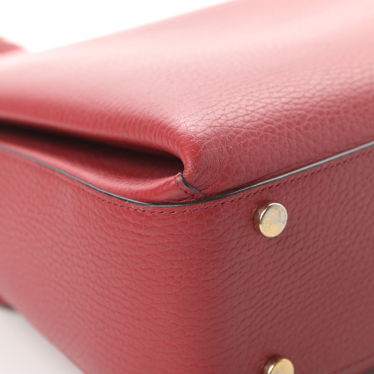Gucci Dollar Calfskin Medium Interlocking G Top Handle Shoulder Bag Red 12 of 15