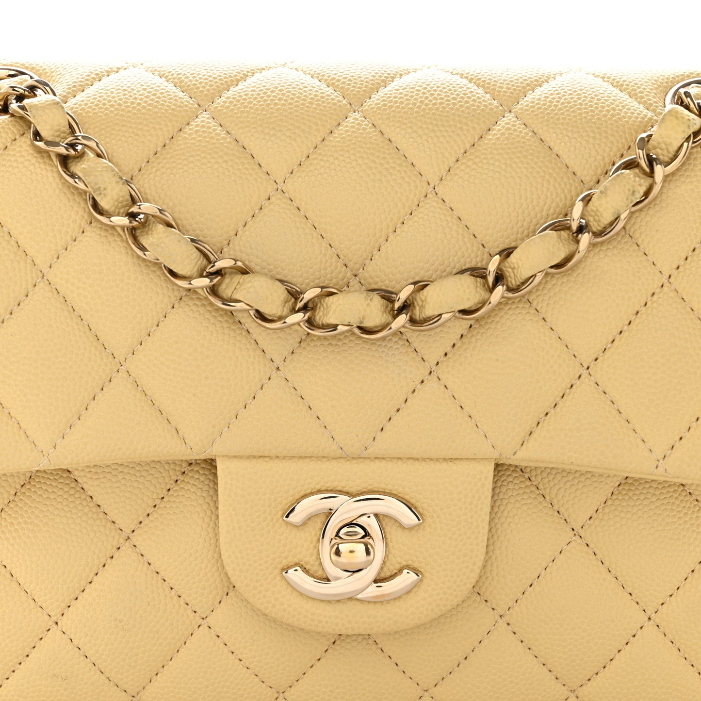 Caviar Quilted Small Double Flap Yellow