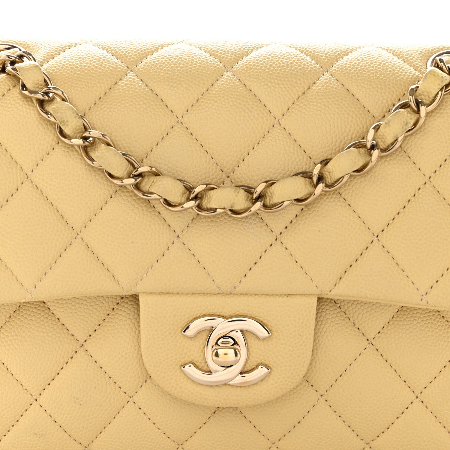 Chanel Caviar Quilted Small Double Flap Yellow 8 of 12