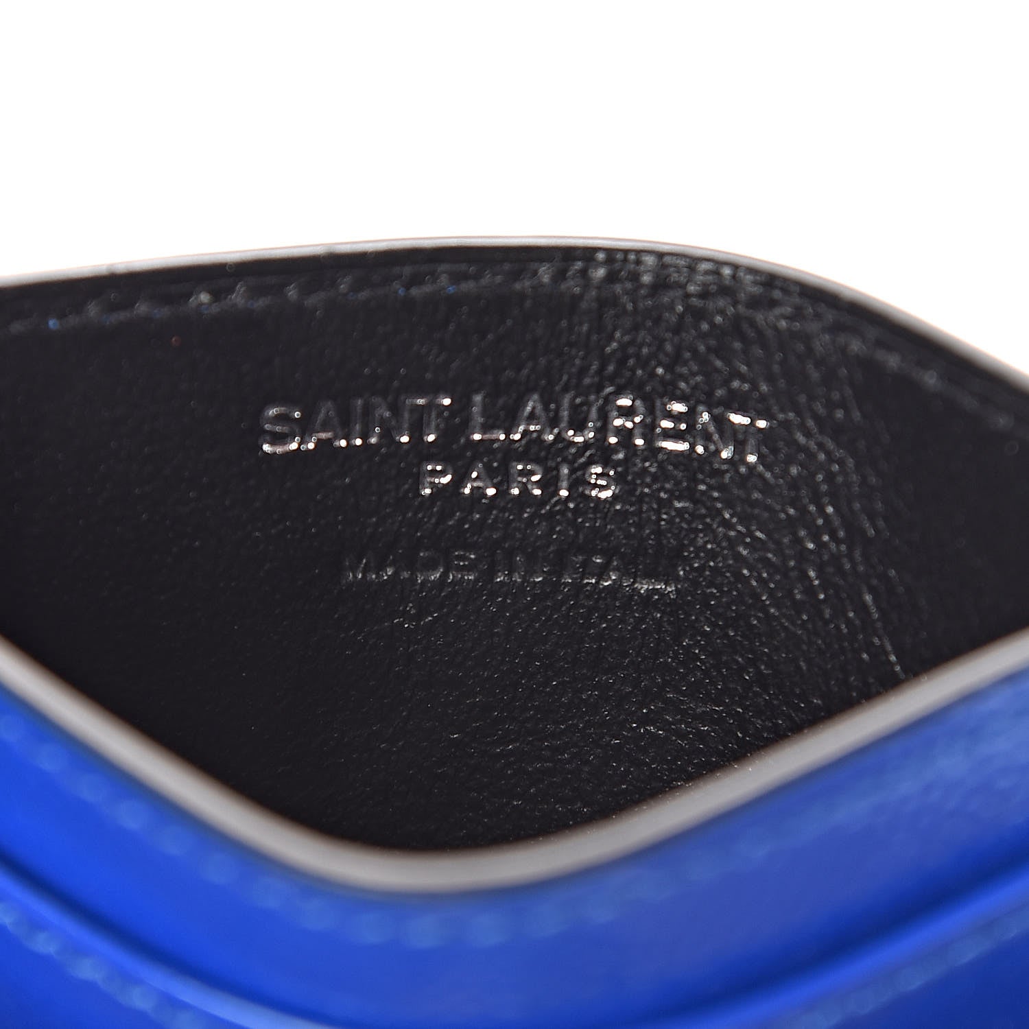 Saint Laurent Patent Grain De Poudre Matelasse Monogram Credit Card Case Blue Majorelle 6 of 8