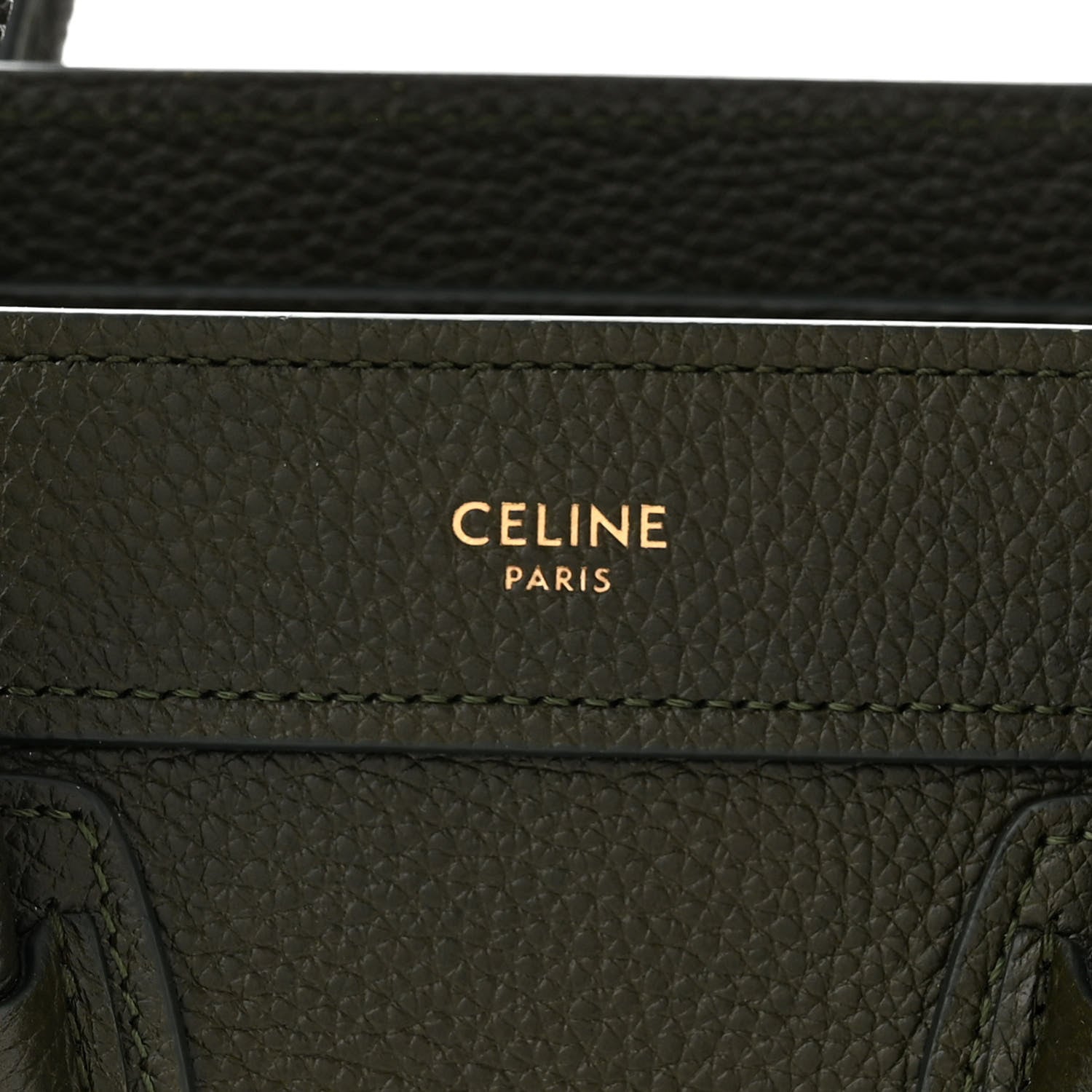 Celine Drummed Calfskin Nano Luggage Khaki 6 of 12