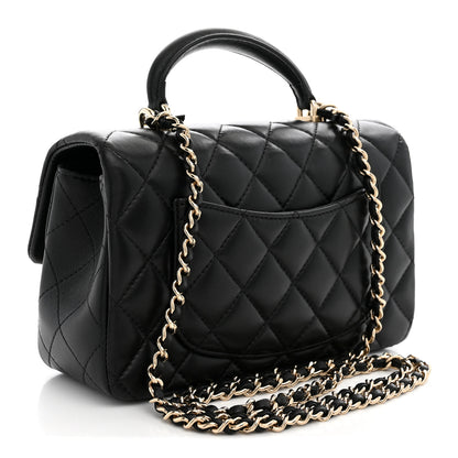 Chanel Lambskin Quilted Mini Top Handle Rectangular Flap Black 3 of 10
