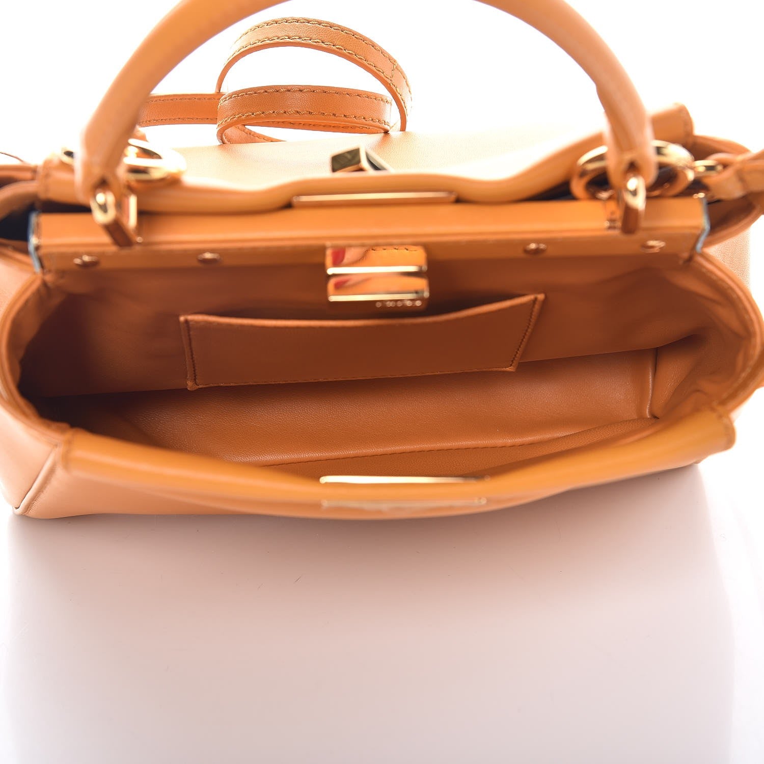 Fendi Nappa Mini Peekaboo Iconic Satchel Giallo Syrup 5 of 8