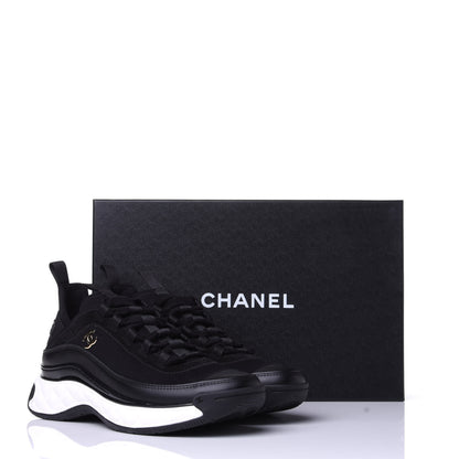 Chanel Velvet Calfskin Mixed Fibers CC Sneakers 35.5 Black 11 of 11