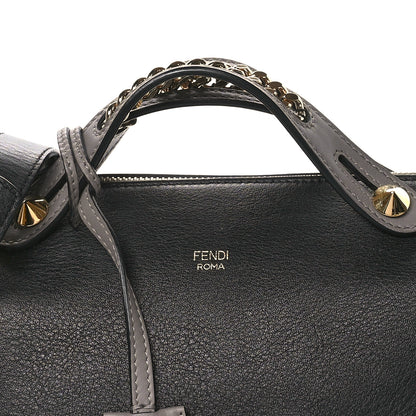 Fendi Vitello Dolce Chain Medium By The Way Boston Bag Black Grigio 8 of 10