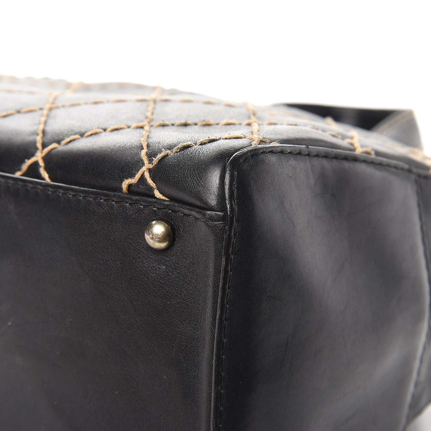 Calfskin Wild Stitch Top Handle Bag Black