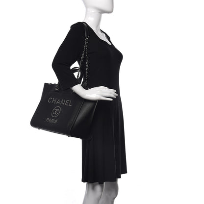 Chanel Caviar Small Studded Deauville Tote Black 2 of 9