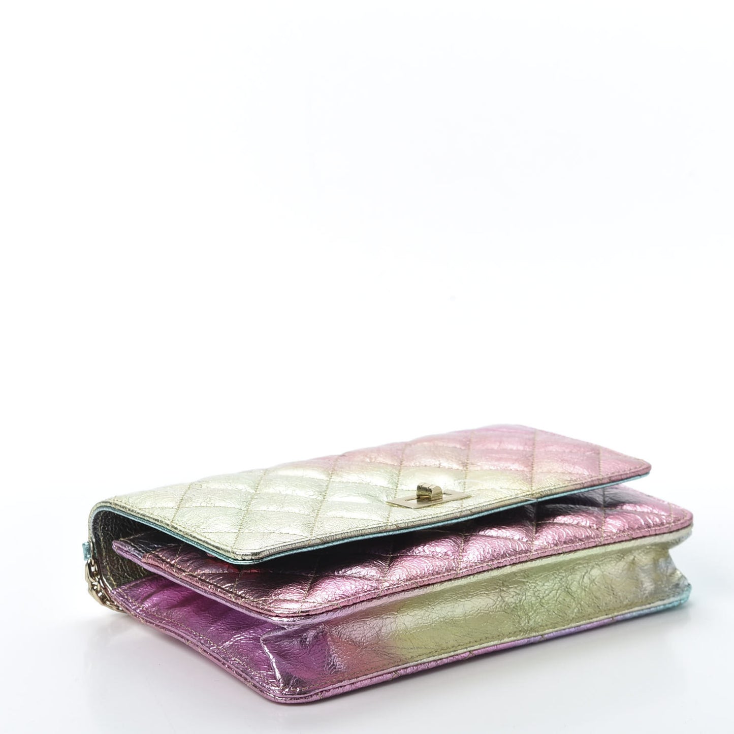 Metallic Goatskin Quilted 2.55 Reissue Wallet on Chain WOC Multicolor