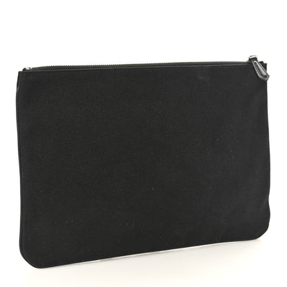 Fendi Cotton Canvas Vitello Grace Light Logo Pouch Black 3 of 8