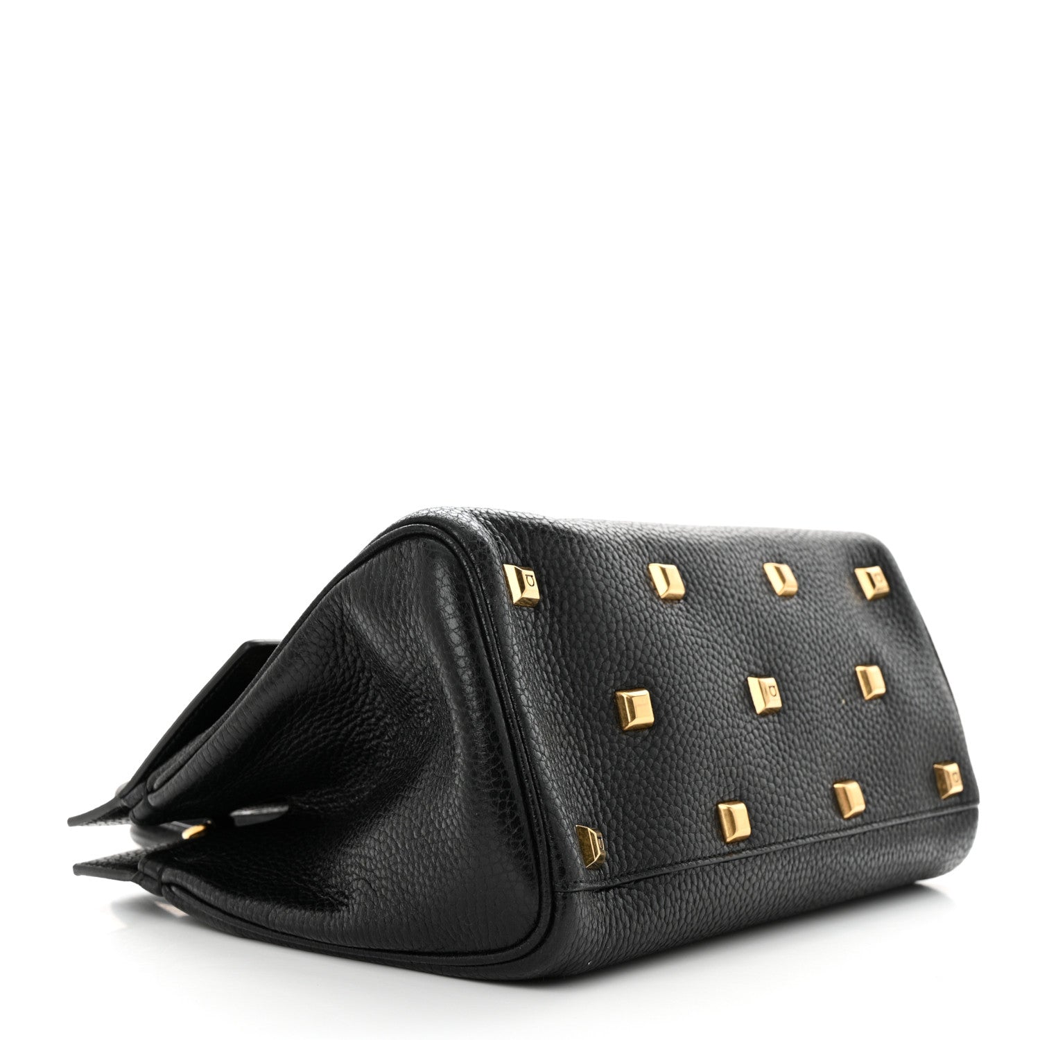 Salvatore Ferragamo Hammered Calfskin Studio Rock Bag Black 5 of 12